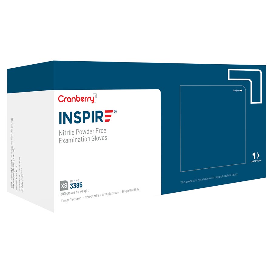 Cranberry Inspire Nitrile Exam Gloves X-Small 300/Box CR3385