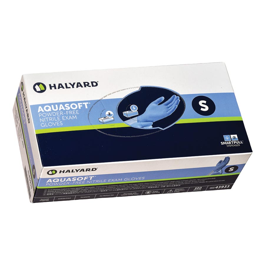 Aquasoft Blue Nitrile Exam Gloves X-Small 300/Box 43932