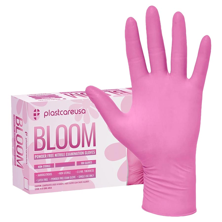 Bloom PF Nitrile PINK Gloves Large 100/Box