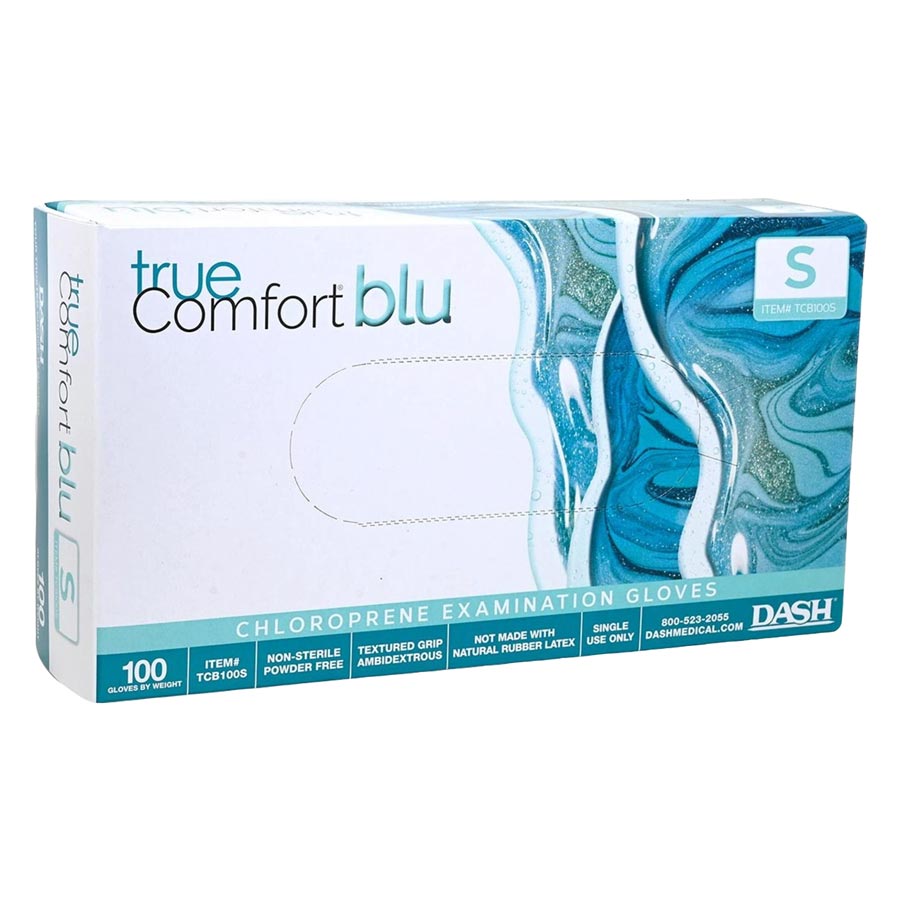 Dash True Comfort Blu Exam Gloves Medium 100/Pack TCB100M