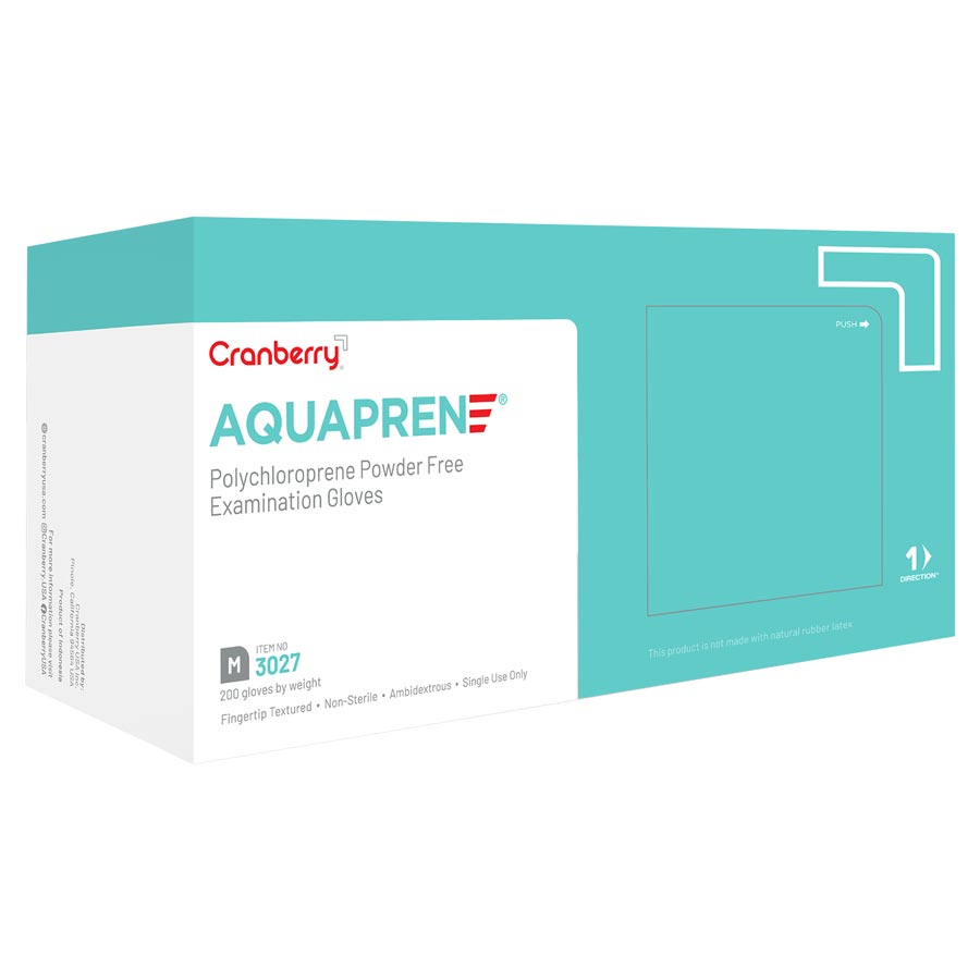 Cranberry AquaPrene Chloroprene Gloves Medium 200/Box CR3027