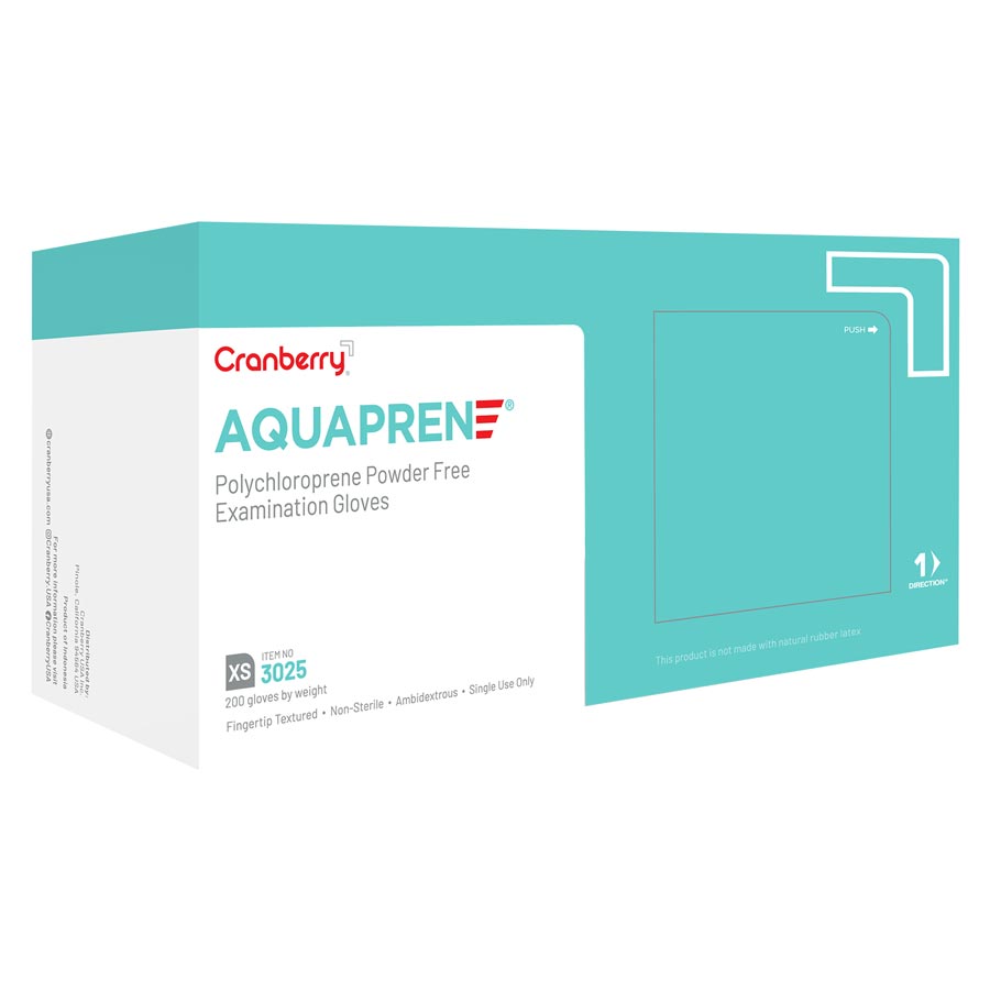 Cranberry AquaPrene Chloroprene Gloves X-Small 200/Box CR3025