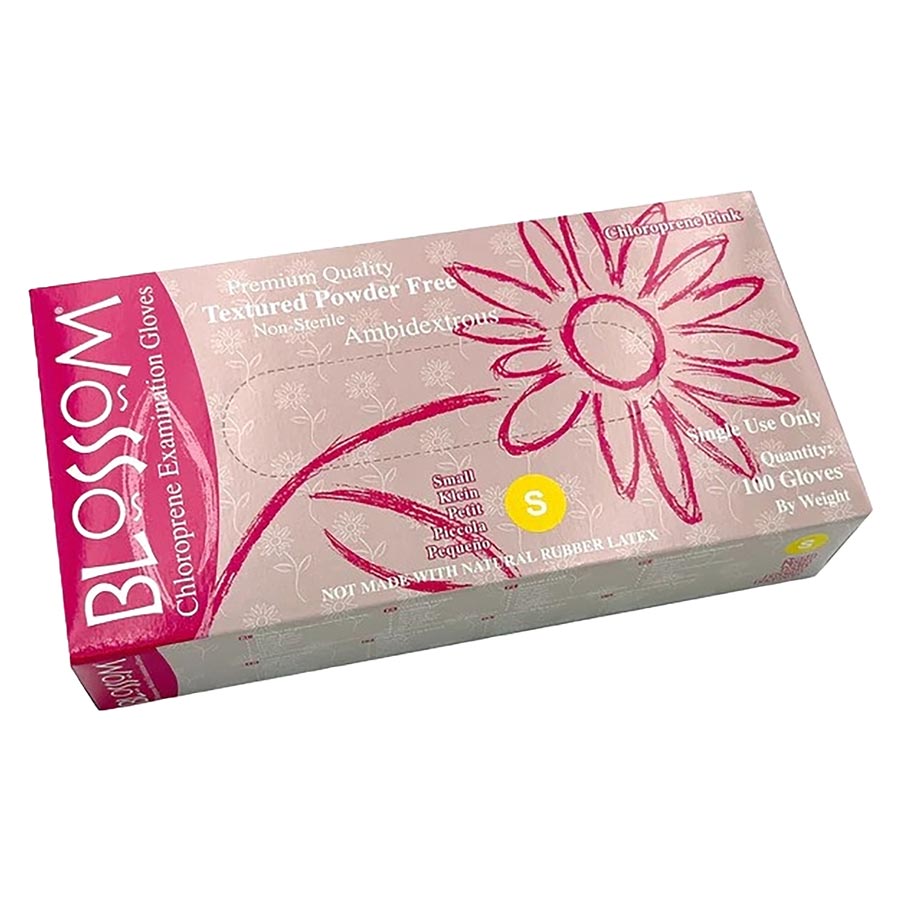 Blossom Pink Chloroprene PF Exam Gloves Small 100/Box