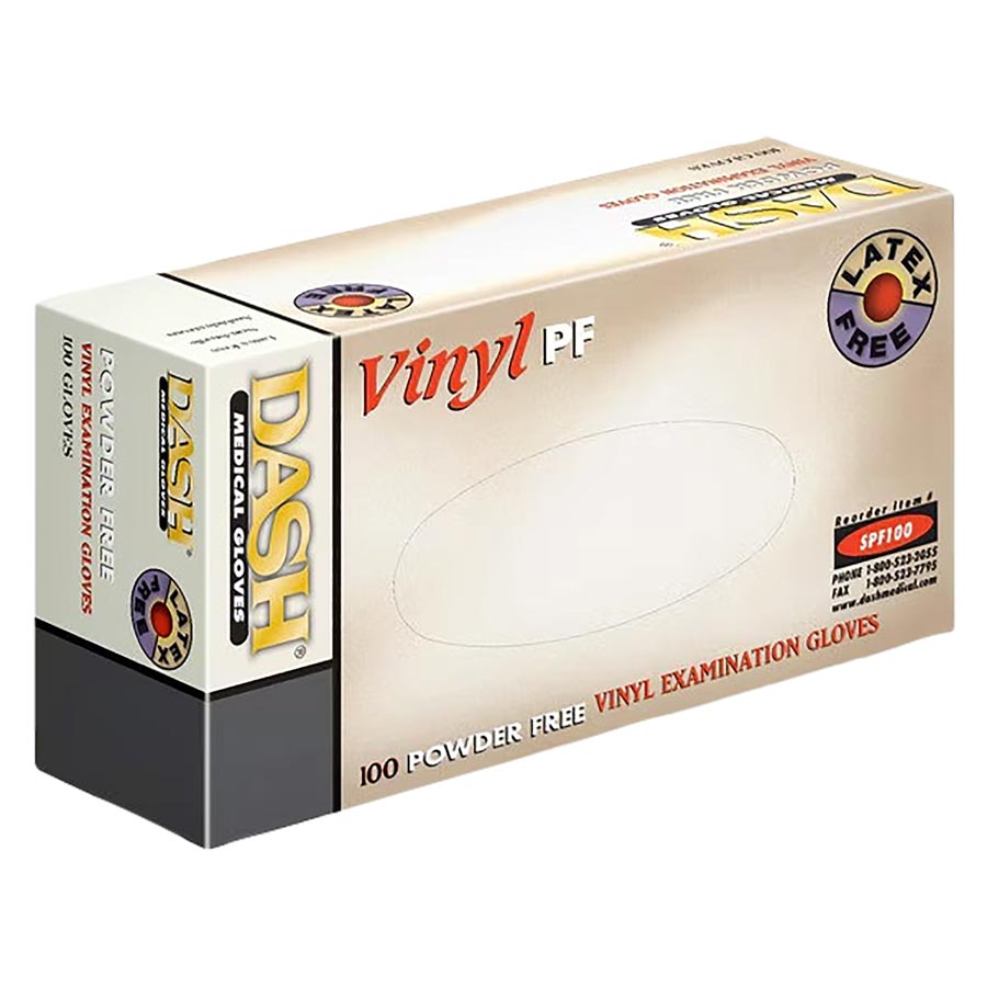 Dash PF Vinyl Gloves Small 100/Box Spf100S