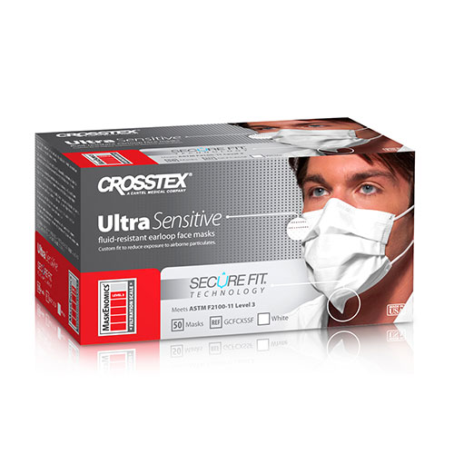 Ultra Sensitive SecureFit Mask ASTM3 White 50/bx GCFCXSSF Made in USA