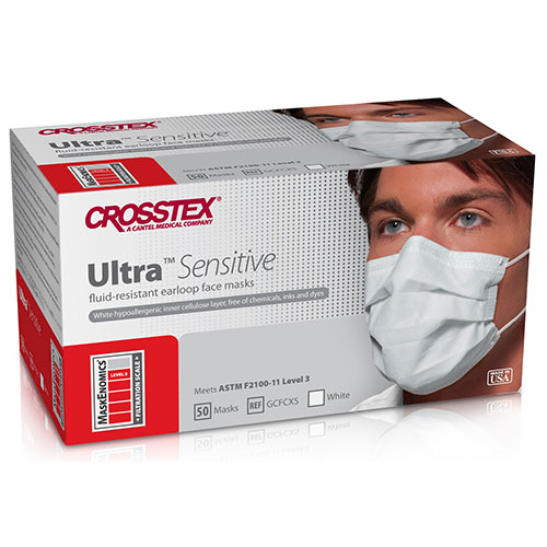 Ultra Sensitive Earloop Mask ASTM3 White 50/Box GCFCXS Made in USA