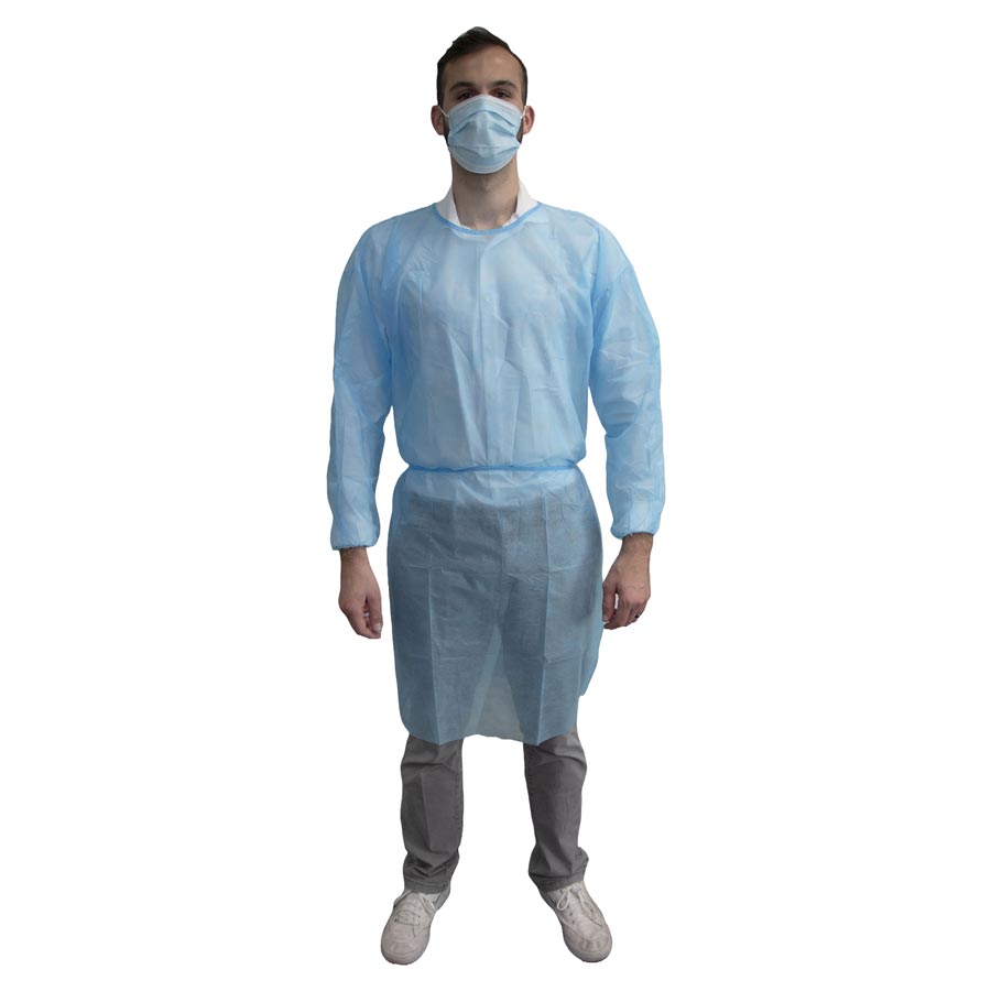 Dukal Isolation Gown Blue Elastic Cuff 10/Bag