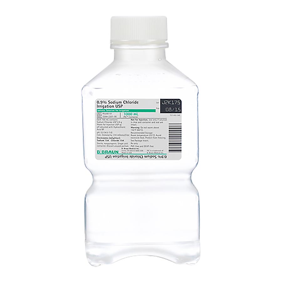 Sodium Chloride 0.9% 1000mL Bottle For Irrigation 16/Case