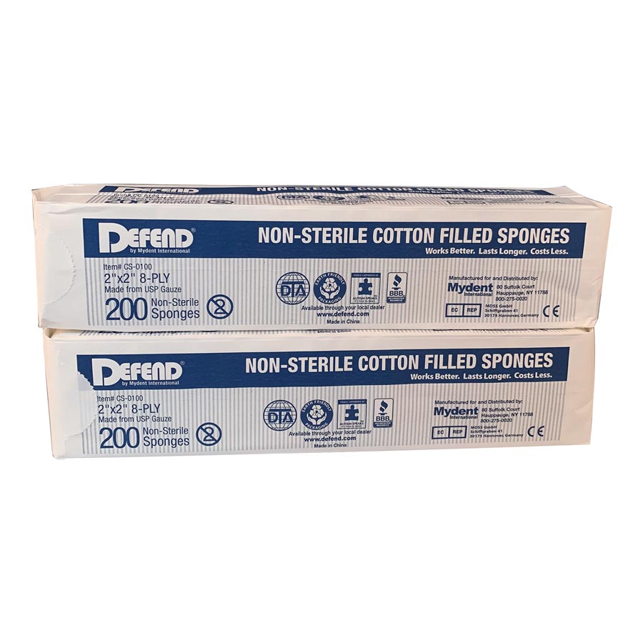 Individual Pack-Gauze 2x2 8Ply Cotton Filled 200/Sleeve CS-0100