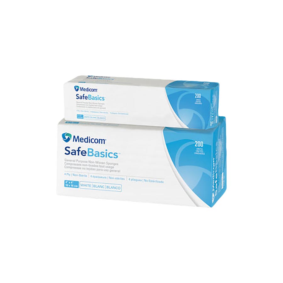 SafeBasics 4x4 4Ply Non-Woven Gauze 200 x 10/Case 2100-CH