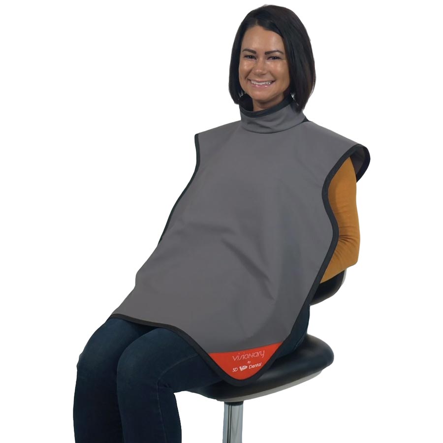 3D Lead Free Bib Adult X-Ray Apron w/Collar Blue XAC-ABL-LF