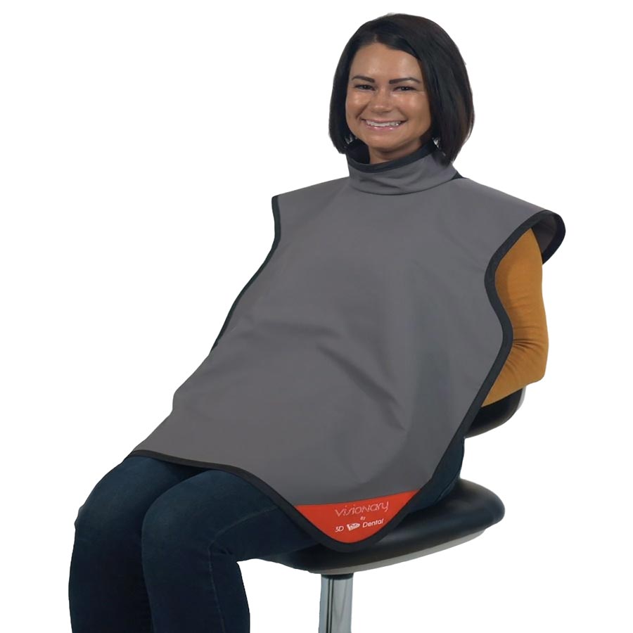3D Lead Free Bib Adult X-Ray Apron w/Collar Grey XAC-AG-LF