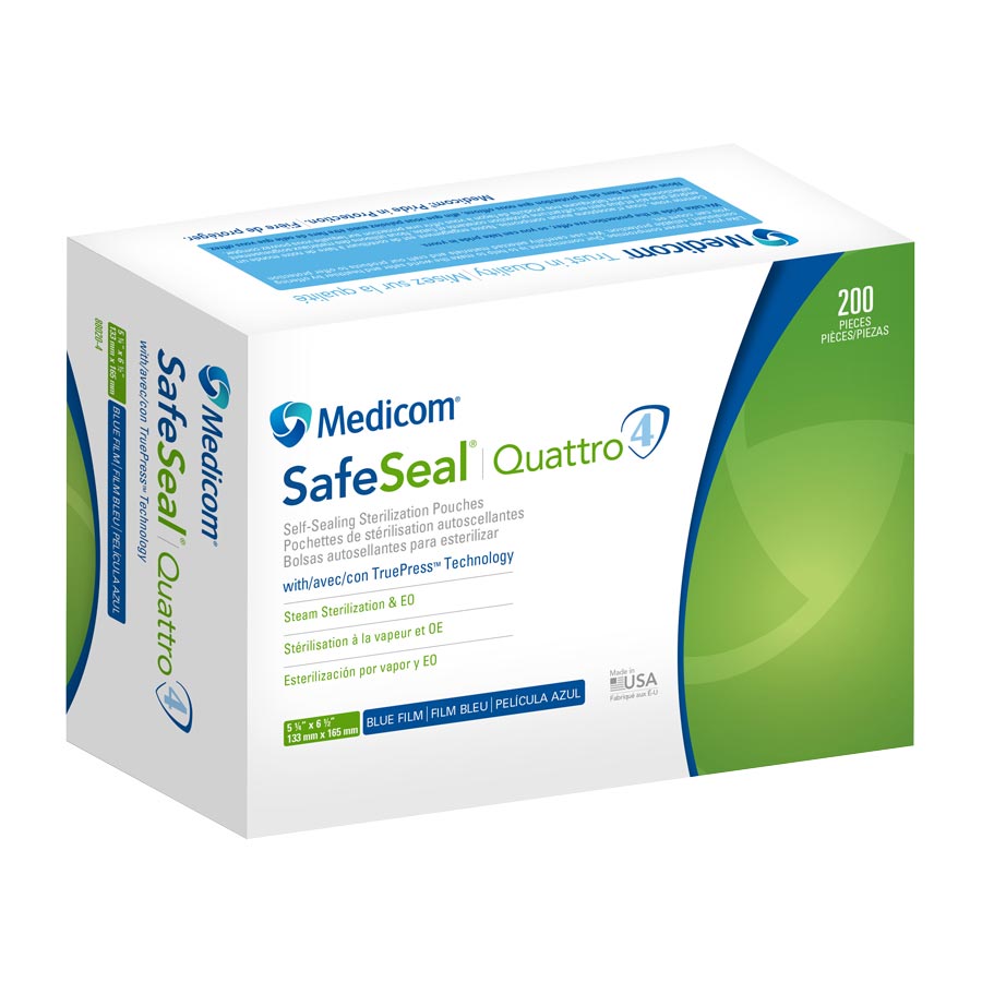Medicom Quattro Sterilization Pouches 5.25x6.5 200/Bx 88020-4