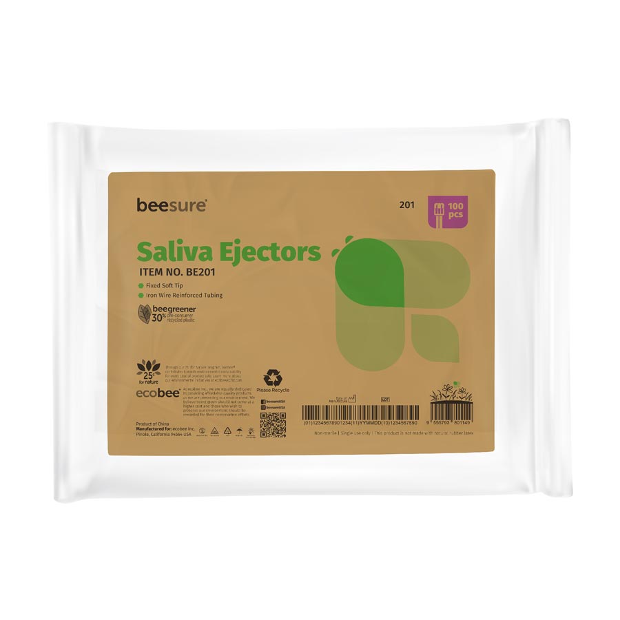 BeeSure Saliva Ejectors Green 100/Bag BE201