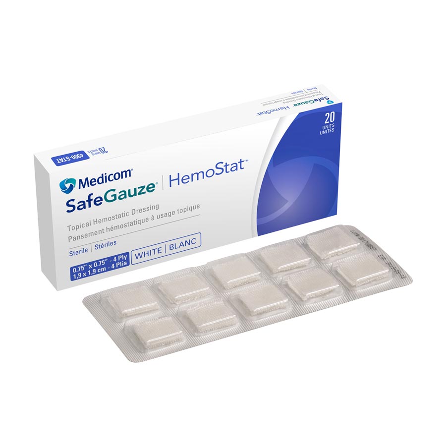 SafeGauze HemoStat Topical Hemostatic Dressing 20/Box 4900-STAT