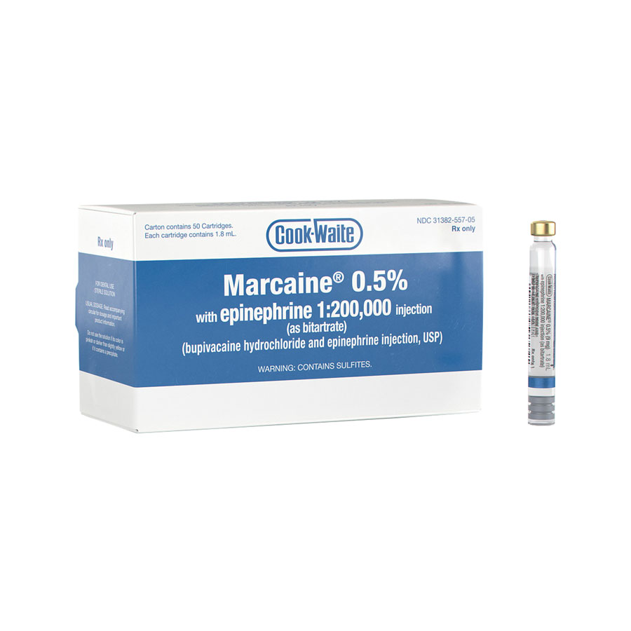 C/W Marcaine 0.5% w/EPI Bupivacaine 1:200,000 50/Bx 99184