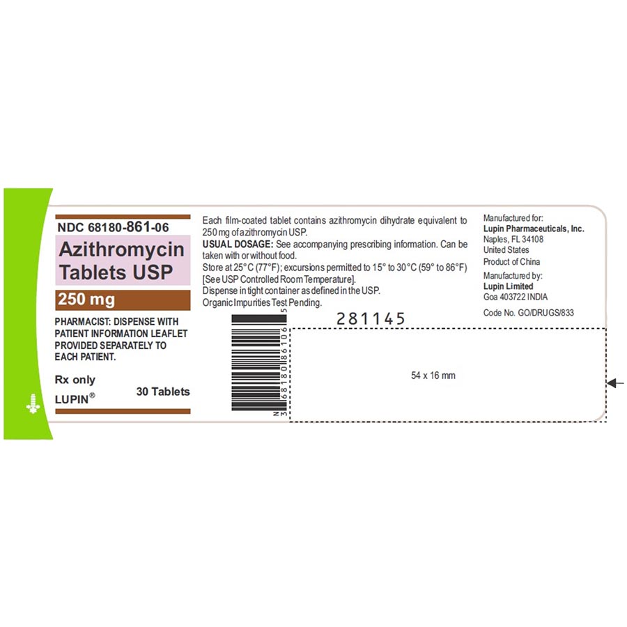 Azithromycin Tablets 250mg 30/Bottle