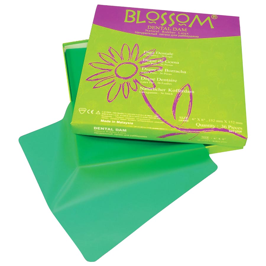 Blossom Rubber Dental Dam 6X6 Green Mint 36/Box BM 1366 RD-Dam