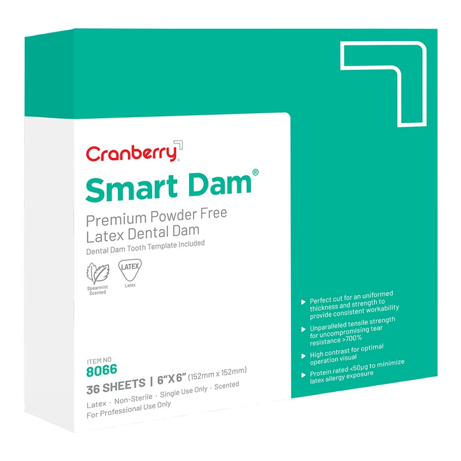 Cranberry Latex SmartDam 6x6 Medium SpearMint 36/bx