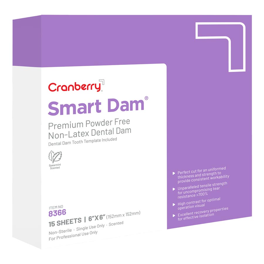 Cranberry Non-Latex SmartDam 6x6 Medium SpearMint 15/Box