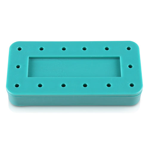Bur Block Teal Rectangular 14 Hole 400BR14