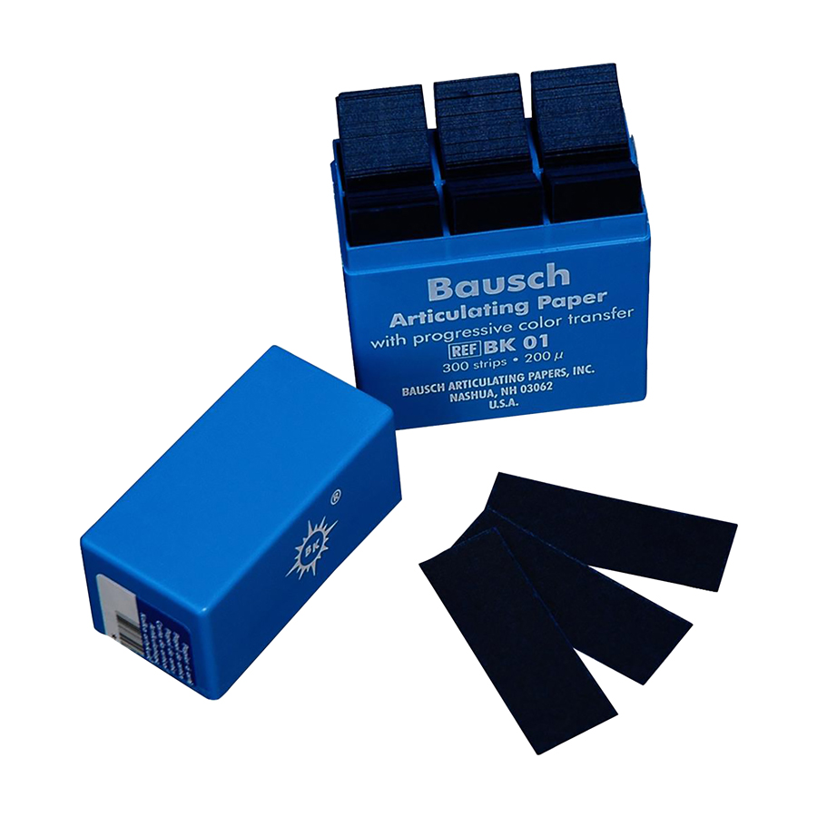 Bausch 200 Micron Articulating Paper Blue Strips W/ Dispenser 300/Box BK 01