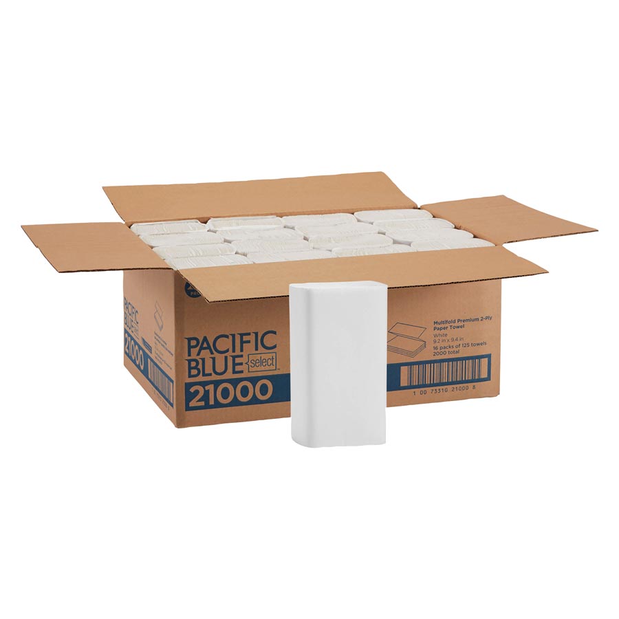 21000 Premium Multifold Paper Towel 2ply White 2000/Case